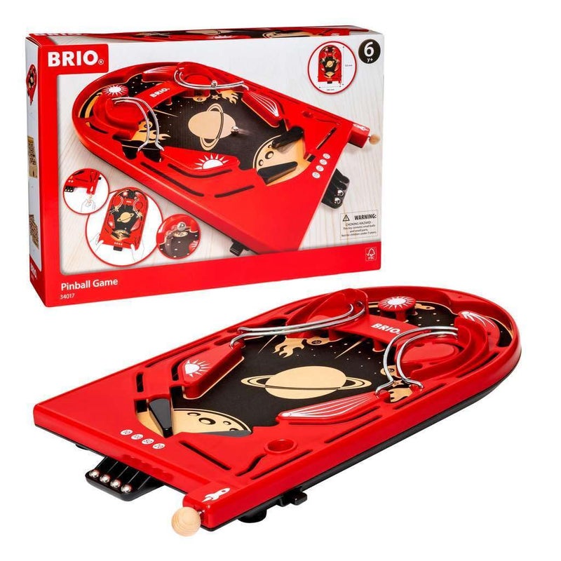 BRIO 34017 Pinball Game - Classic Vintage Arcade Style | Engaging Brain Game for Kids and Adults | Ideal Gift for Ages 6 and Up, Red - Image 1